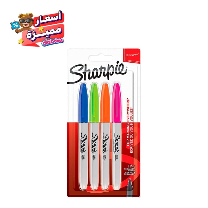 Sharpie - Permanent Marker Card Of Fun Colors - 4 Pcs