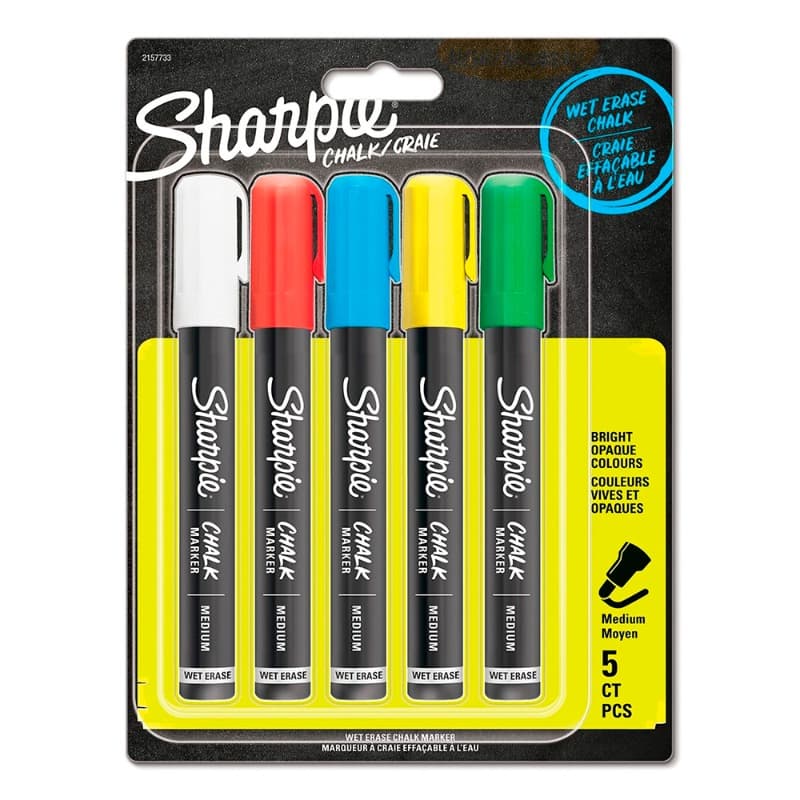 Sharpie Chalk Markers Bullet Medium Multicolor - 5 Pcs thumbnail 3