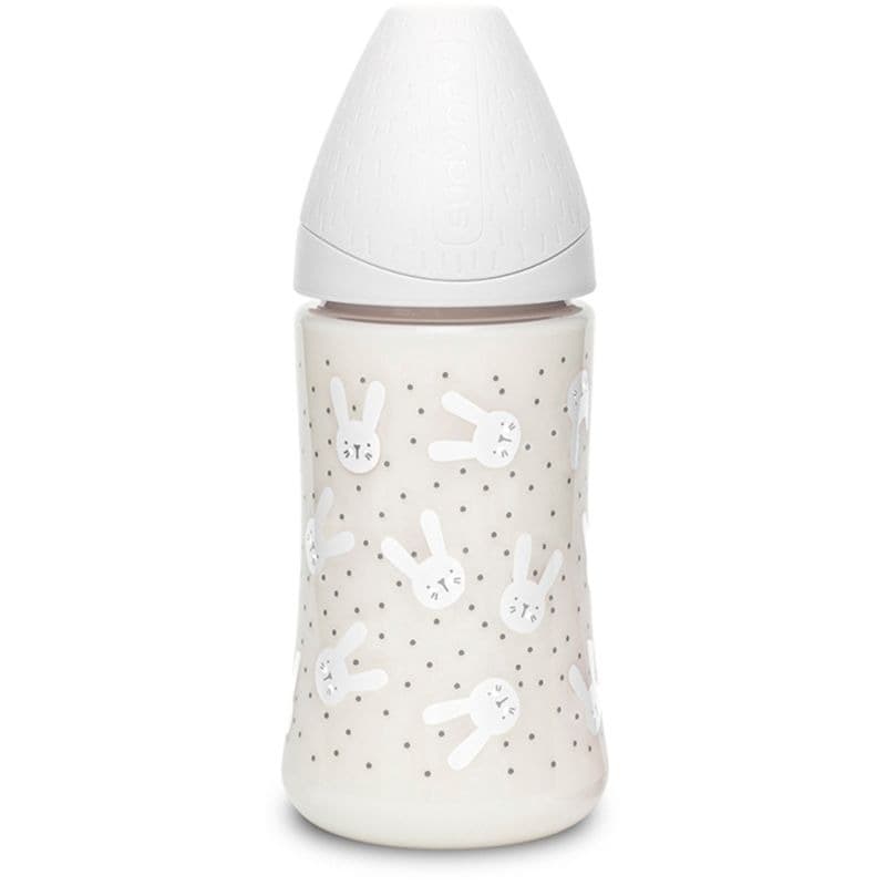 Suavinex - Rabbit Silicone Feeding Bottle - 270ml Grey